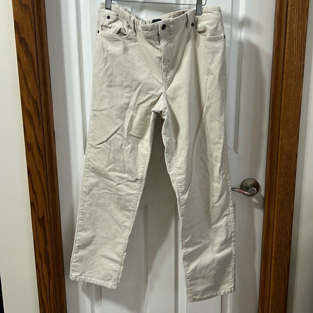 Talbots Cream Straight Leg Pants with Textured Fabric